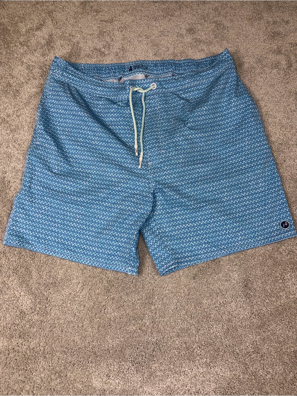 JOHNNIE-O Swim Trunks Shorts Men's XL Malta Malibu Blue Water Geometric Surf NWT